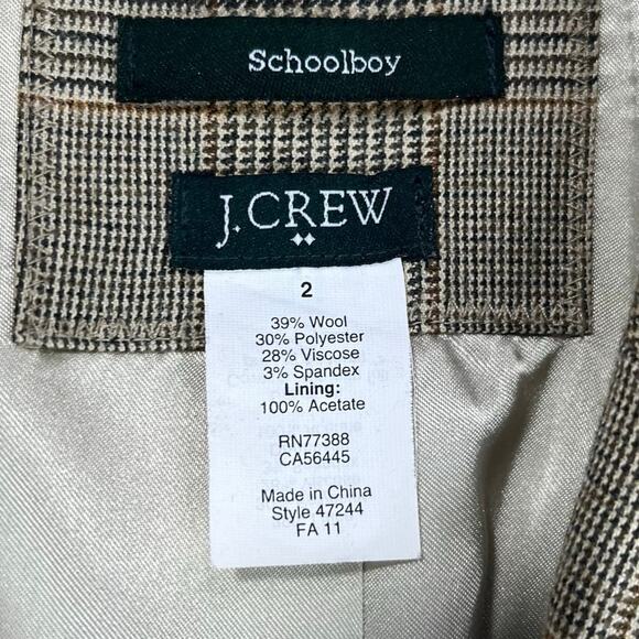 J Crew Schoolboy Blazer Sz 2 Houndstooth Wool Blend Preppy Old Money Academia - Picture 3 of 16